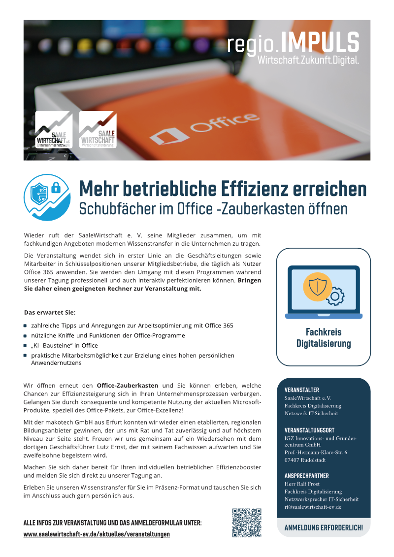 Veranstaltungsblatt "Schubfächer im Office -Zauberkasten öffnen"