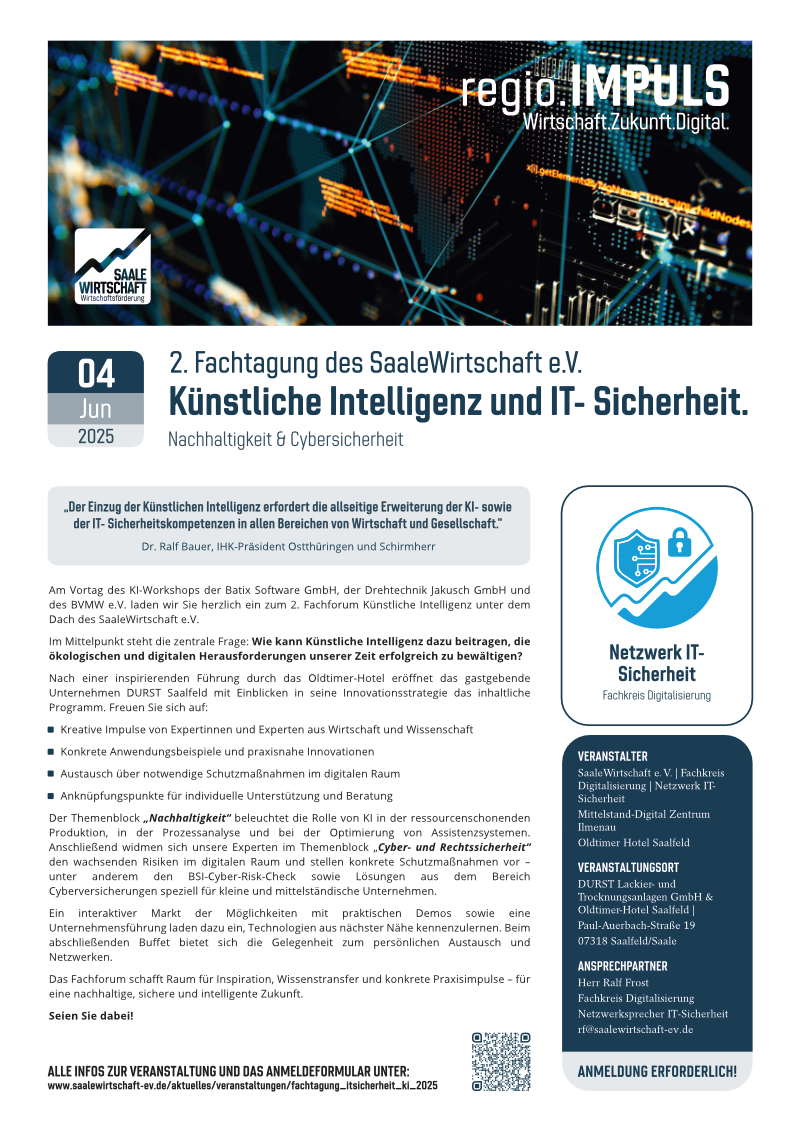 Veranstaltungsblatt "Künstliche Intelligenz und IT- Sicherheit."