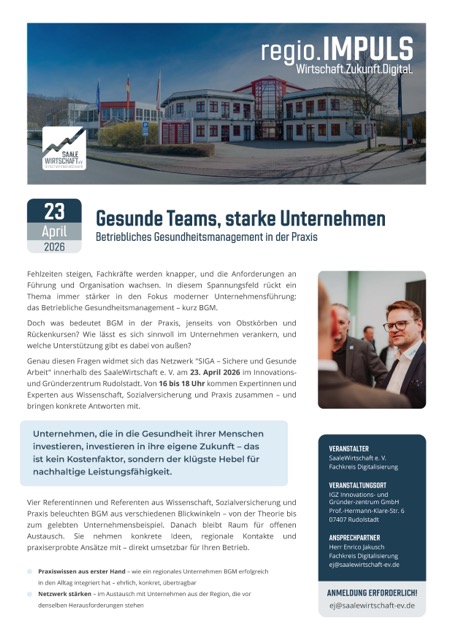 Gesunde Teams, starke Unternehmen - Veranstaltungsblatt